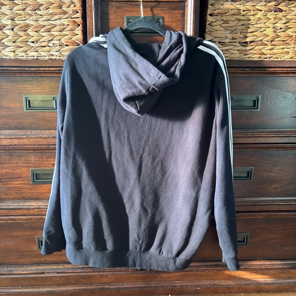 Adidas Men's Black Hoodie with White Logo and Stripe in size XL - Picture 4 of 7